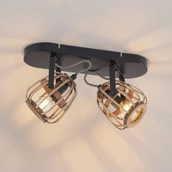 Lindby downlight Bominio, 36 cm, 2 lyskilder, tre, rotting| Spotter I Tak