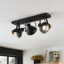 Lindby downlight Henega, 52 cm, svart, 3 lyskilder Best