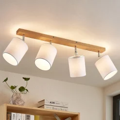 Lindby downlight Imarin, 81 cm, hvit, 4 lyskilder, tre Best