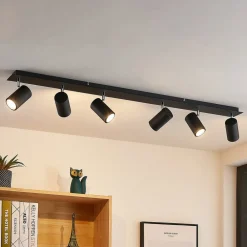 Lindby downlight Joffrey, 116 cm, svart, 6 lyskilder, GU10| Spotter I Tak|Taklamper