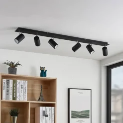 Lindby downlight Joffrey, 116 cm, svart, 6 lyskilder, GU10| Spotter I Tak|Taklamper