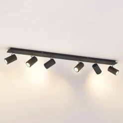 Lindby downlight Joffrey, 116 cm, svart, 6 lyskilder, GU10| Spotter I Tak|Taklamper