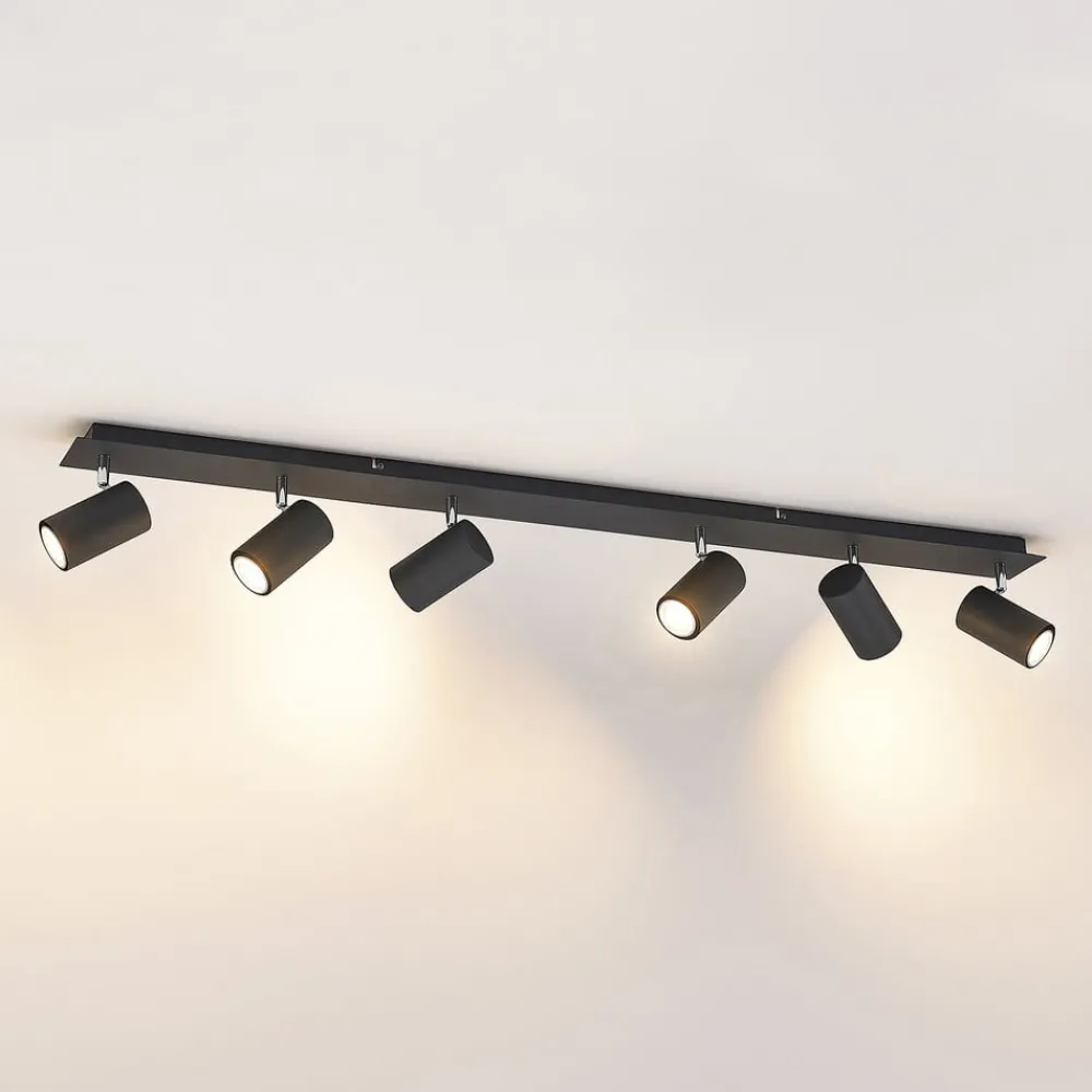 Lindby downlight Joffrey, 116 cm, svart, 6 lyskilder, GU10| Spotter I Tak|Taklamper