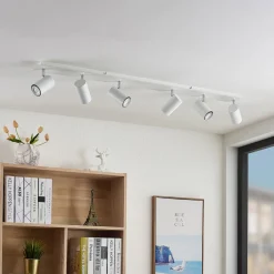 Lindby downlight Joffrey, 116 cm, hvit, 6 lyskilder, GU10 Hot