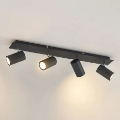 Lindby downlight Joffrey, 70 cm, svart, 4 lyskilder, GU10 Hot