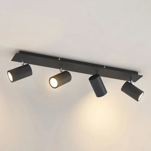Lindby downlight Joffrey, 70 cm, svart, 4 lyskilder, GU10 Hot