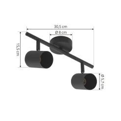 Lindby downlight Jorell, svart, 31 cm, 2 lyskilder, GU10 Online