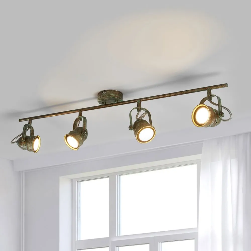 Lindby downlight Leonor, 4 lyskilder, grønn, metall, 78 cm| Spotter I Tak