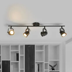 Lindby downlight Leonor, 4 lyskilder, svart, metall, 78 cm| Spotter I Tak