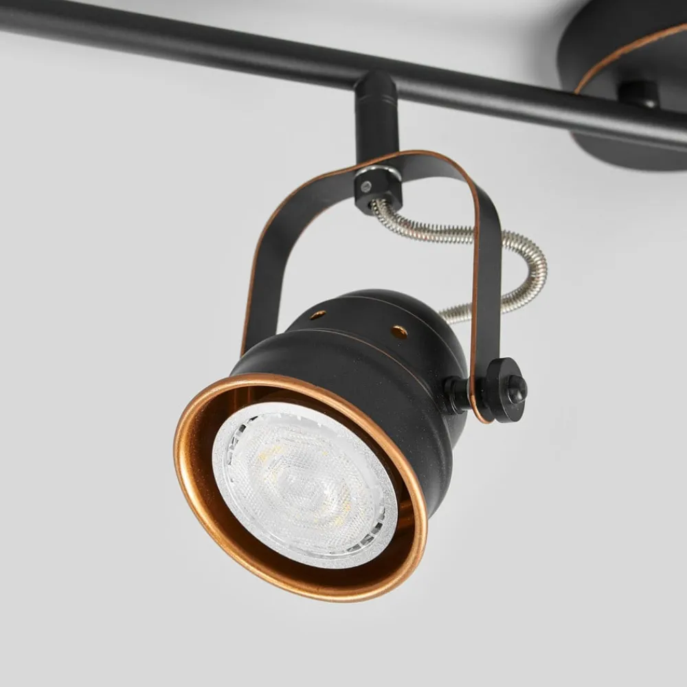 Lindby downlight Leonor, 4 lyskilder, svart, metall, 78 cm| Spotter I Tak