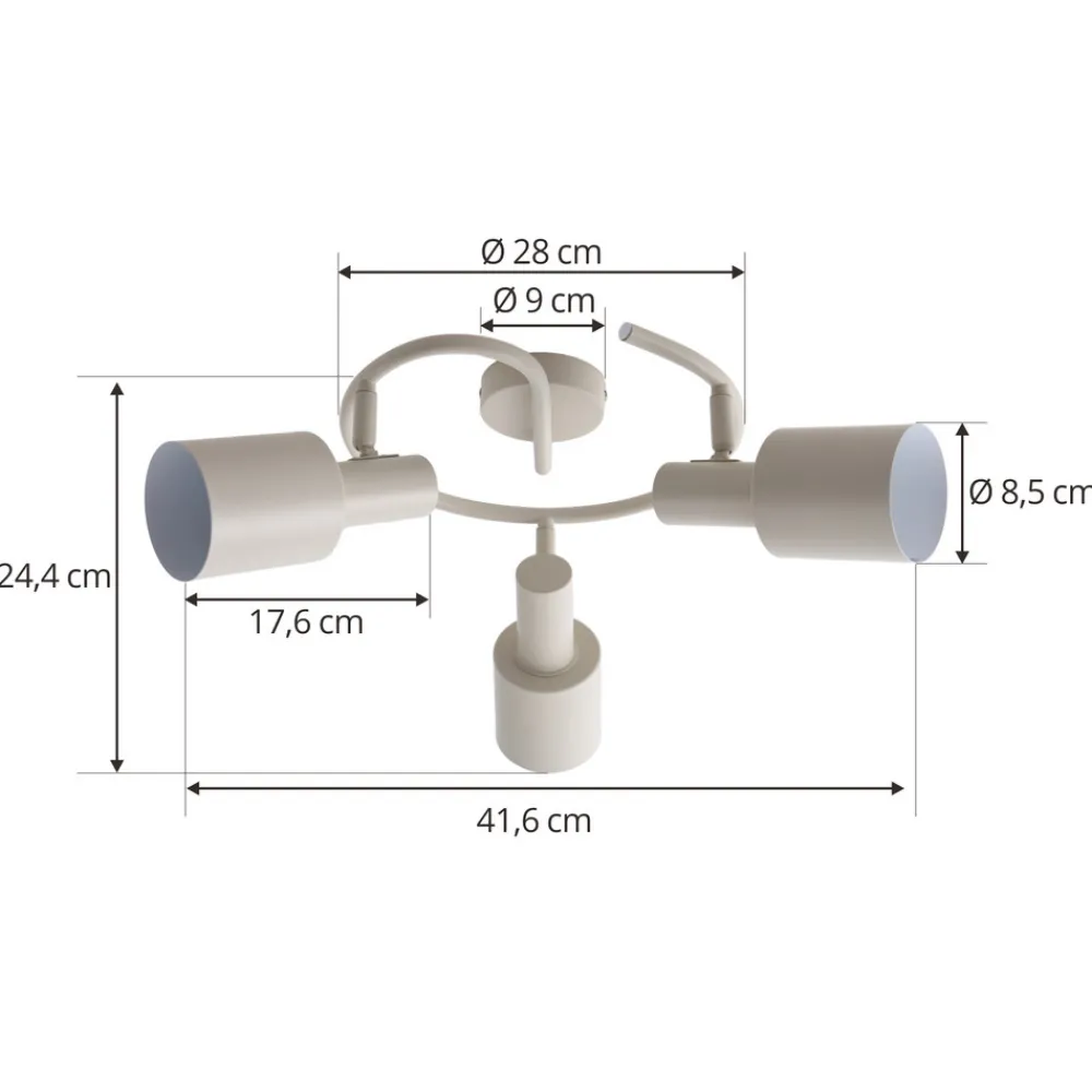 Lindby downlight Ovelia, beige, 3 lyskilder, metall, E27 Hot