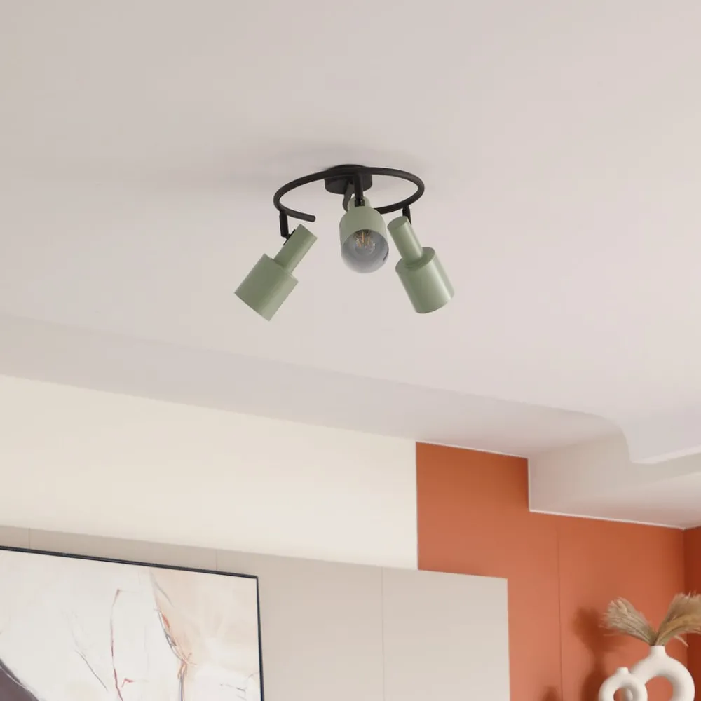 Lindby downlight Ovelia, grønn/svart, 3 lyskilder, E27| Kontorbelysning|Spotter I Tak