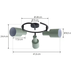 Lindby downlight Ovelia, grønn/svart, 3 lyskilder, E27| Kontorbelysning|Spotter I Tak