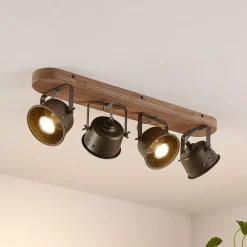 Lindby downlight Rubinjo, 62 cm, 4 lyskilder, tre, GU10 Online