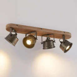 Lindby downlight Rubinjo, 62 cm, 4 lyskilder, tre, GU10 Online