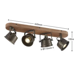 Lindby downlight Rubinjo, 62 cm, 4 lyskilder, tre, GU10 Online