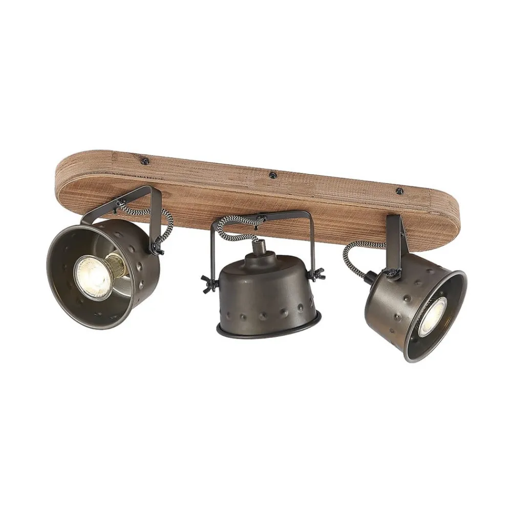 Lindby downlight Rubinjo, 45 cm, 3 lyskilder, tre, GU10| Spotter I Tak|Taklamper