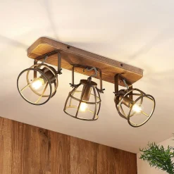 Lindby downlight Rutger, 52 cm, 3 lyskilder, tre, bur, E14| Design- Og Hotellbelysning|Taklamper