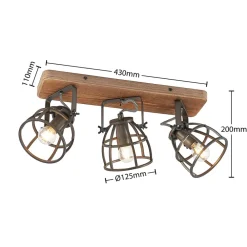 Lindby downlight Rutger, 52 cm, 3 lyskilder, tre, bur, E14| Design- Og Hotellbelysning|Taklamper