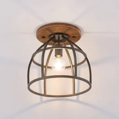 Lindby downlight Rutger, Ø 34 cm, tre, bur, E27| Design- Og Hotellbelysning|Taklamper