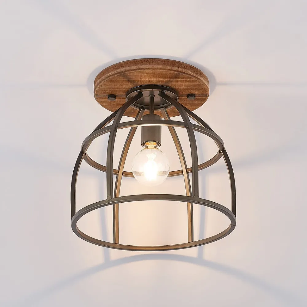 Lindby downlight Rutger, Ø 34 cm, tre, bur, E27| Design- Og Hotellbelysning|Taklamper