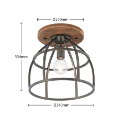 Lindby downlight Rutger, Ø 34 cm, tre, bur, E27| Design- Og Hotellbelysning|Taklamper
