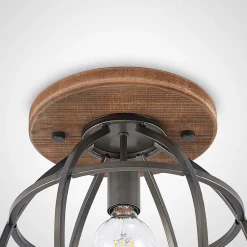 Lindby downlight Rutger, Ø 34 cm, tre, bur, E27| Design- Og Hotellbelysning|Taklamper