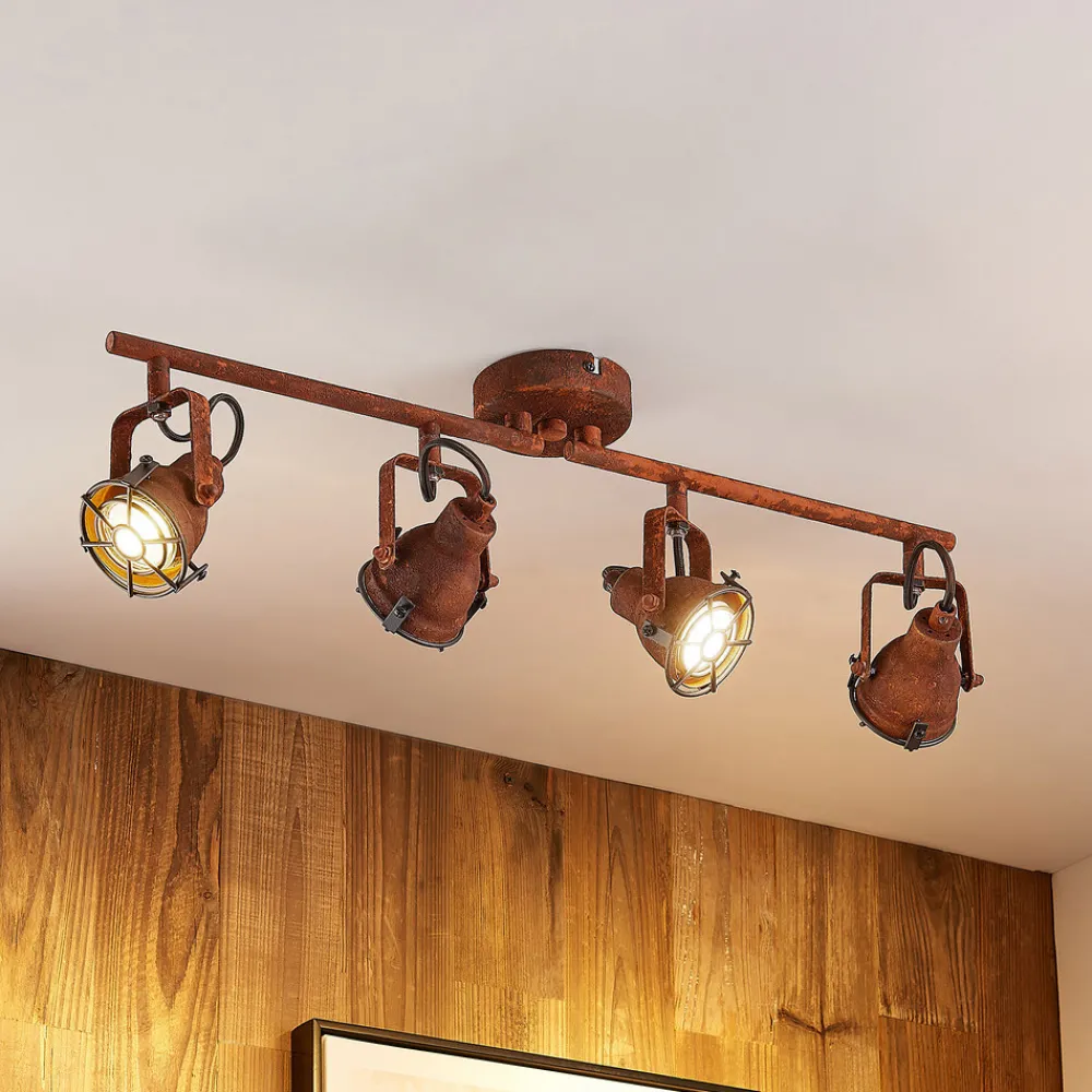 Lindby downlight Scabra, 63 cm, rustbrun, 4 lyskilder, metall Clearance