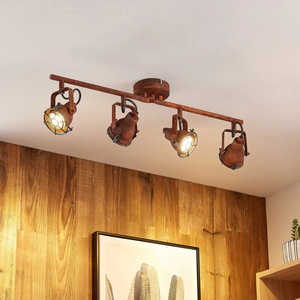 Lindby downlight Scabra, 63 cm, rustbrun, 4 lyskilder, metall Clearance