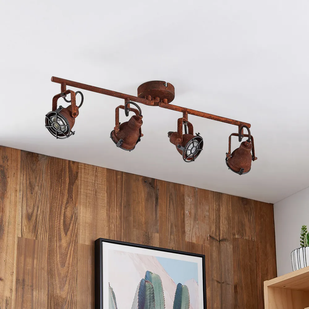 Lindby downlight Scabra, 63 cm, rustbrun, 4 lyskilder, metall Clearance