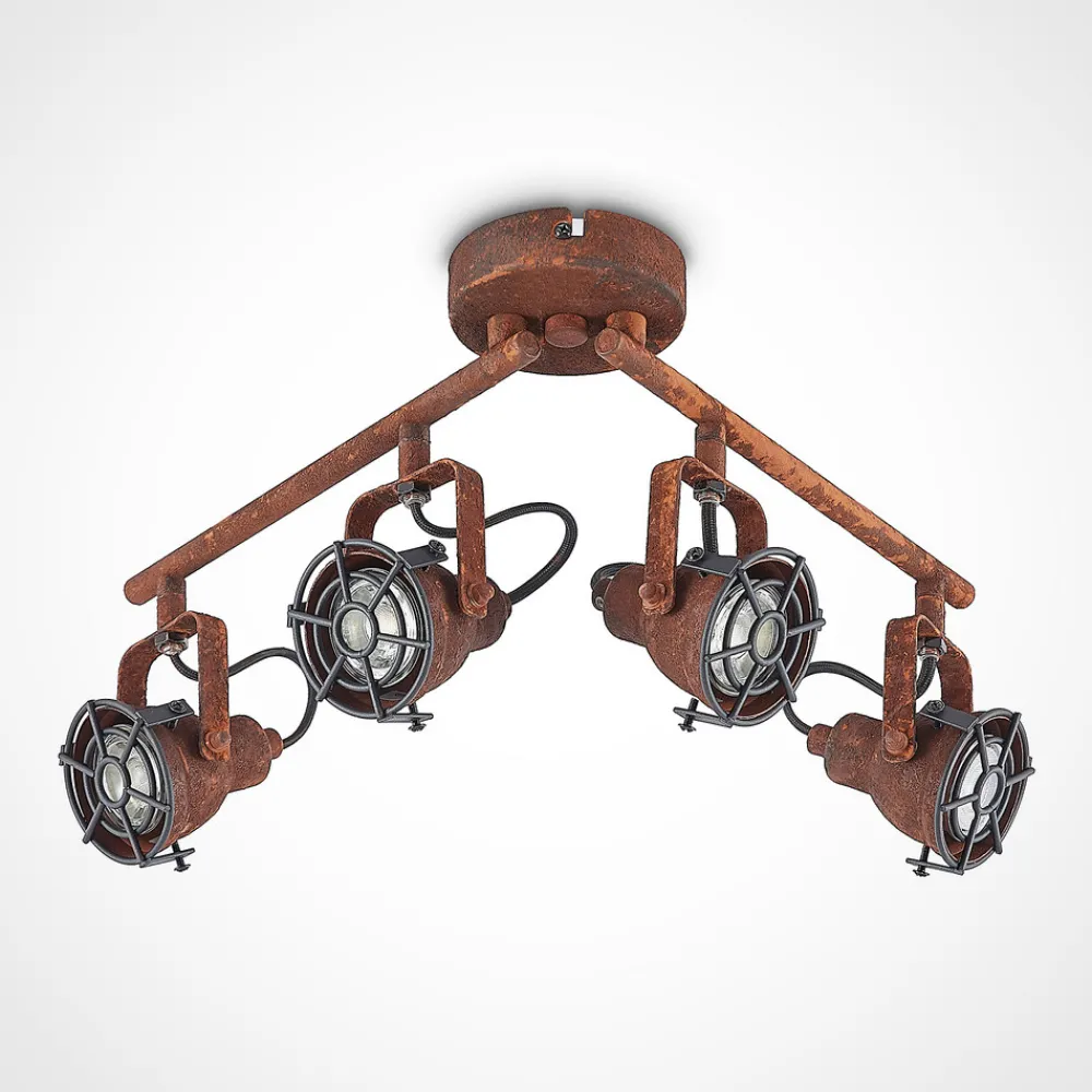 Lindby downlight Scabra, 63 cm, rustbrun, 4 lyskilder, metall Clearance