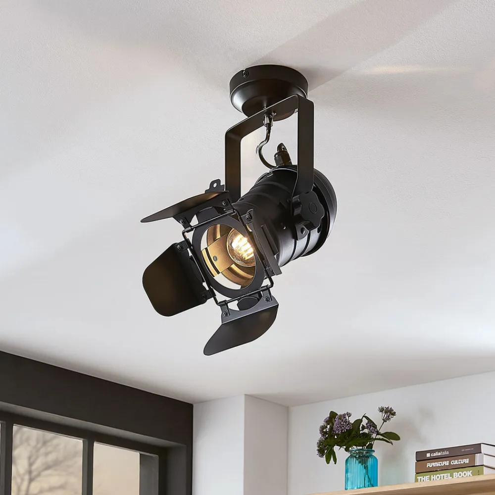 Lindby downlight Tilen, 1 lyskilde, svart, metall, 38 cm Clearance