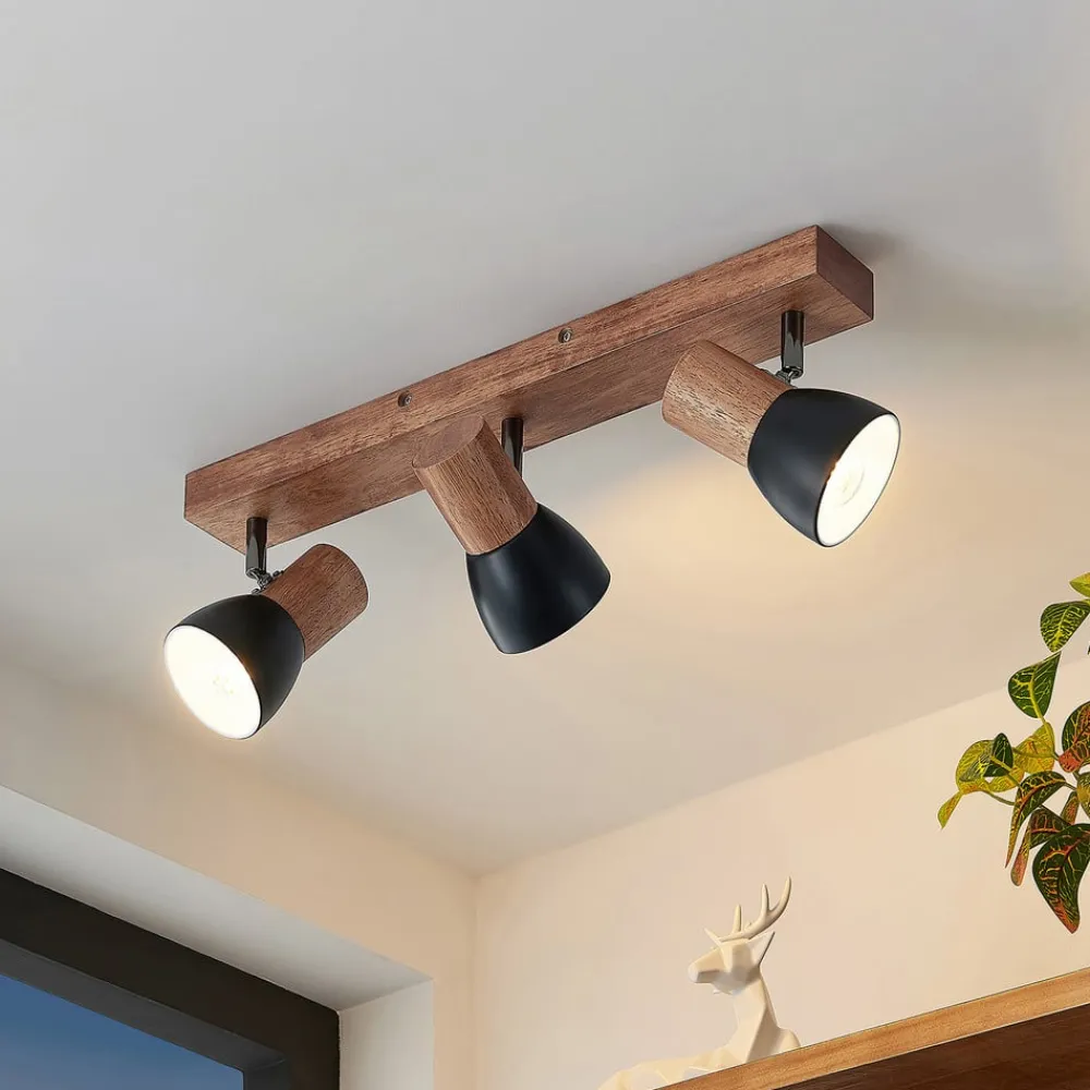 Lindby downlight Tonja, 3 lyskilder, 55 cm, tre, stål| Design- Og Hotellbelysning|Spotter I Tak
