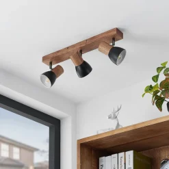 Lindby downlight Tonja, 3 lyskilder, 55 cm, tre, stål| Design- Og Hotellbelysning|Spotter I Tak