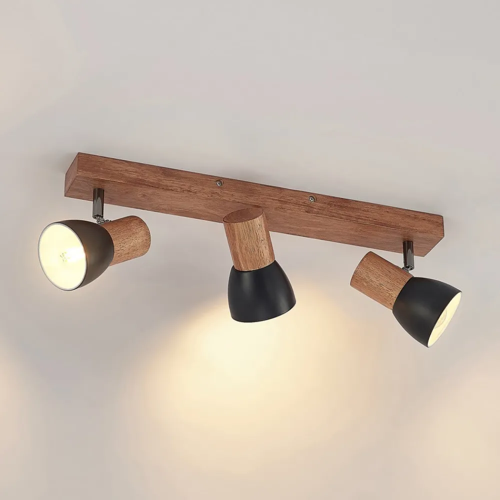 Lindby downlight Tonja, 3 lyskilder, 55 cm, tre, stål| Design- Og Hotellbelysning|Spotter I Tak