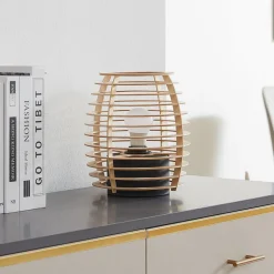 Lindby Ediz bordlampe, svart, tre, 25 cm høy, E27| Bordlamper