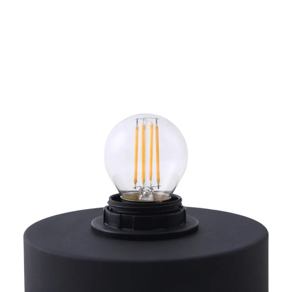 Lindby Ediz bordlampe, svart, tre, 25 cm høy, E27| Bordlamper