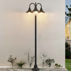 Lindby Edric lyktestolpe, høyde 215 cm, antrasitt, aluminium| Lyktestolper