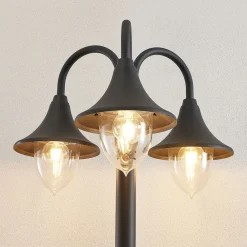 Lindby Edric lyktestolpe, høyde 215 cm, antrasitt, aluminium| Lyktestolper