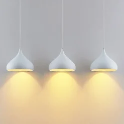 Lindby Elamira pendellampe, hvit, metall, 133 cm, 3 lyskilder. Outlet