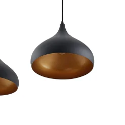 Lindby Elamira pendellampe, svart, metall, 133 cm, 3 lyskilder. Hot
