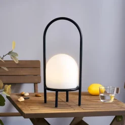 Lindby Eleia LED terrasselampe, svart, metall, oppladbart batteri| Kommersiell Utebelysning|Led-Utendørs