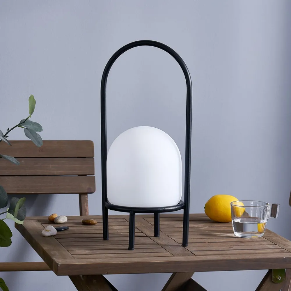 Lindby Eleia LED terrasselampe, svart, metall, oppladbart batteri| Kommersiell Utebelysning|Led-Utendørs