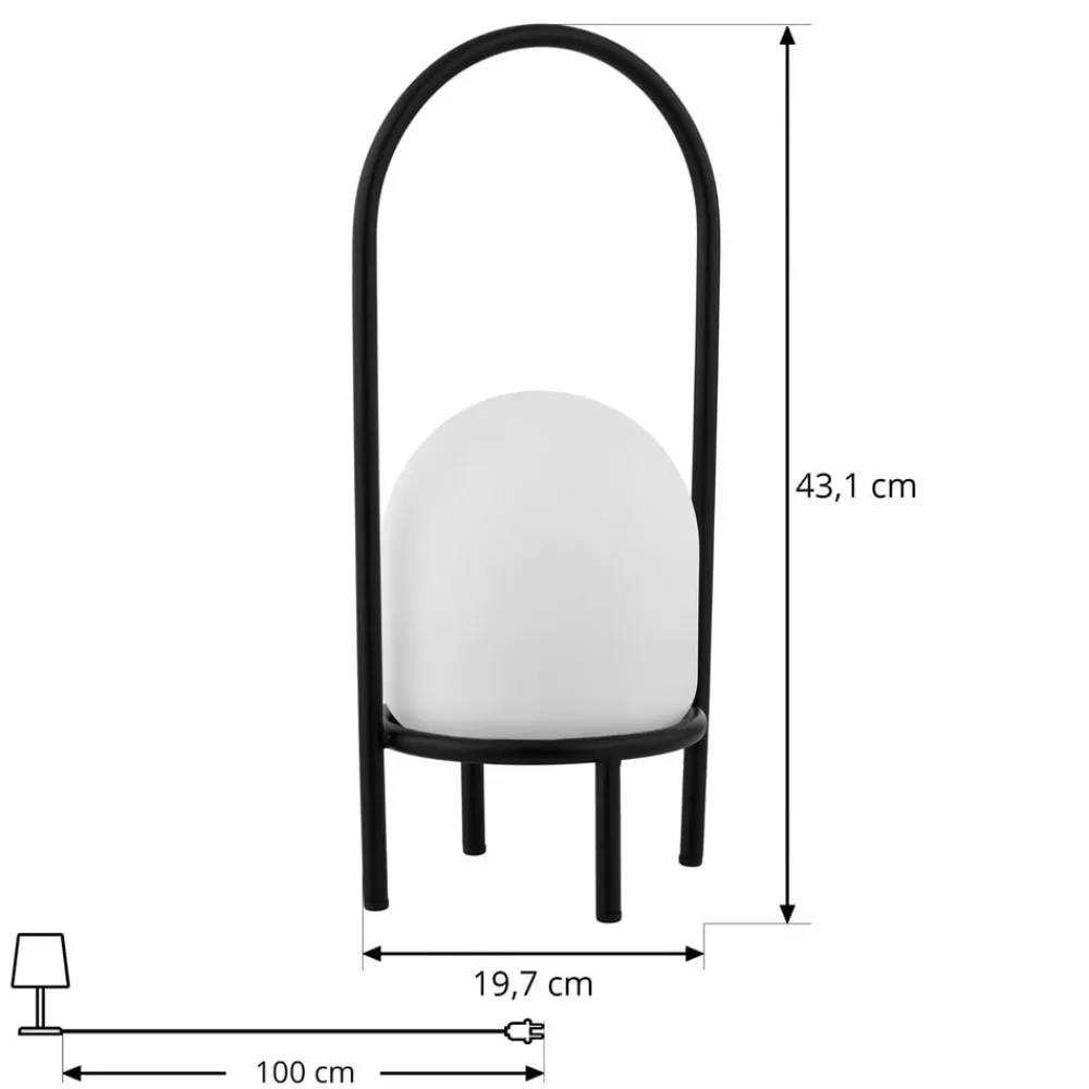 Lindby Eleia LED terrasselampe, svart, metall, oppladbart batteri| Kommersiell Utebelysning|Led-Utendørs