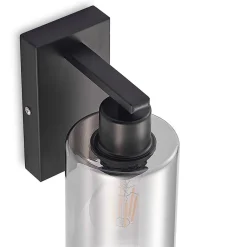 Lindby Emavi vegglampe, svart/røykgrå, glass, E27| Vegglamper