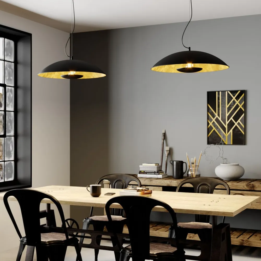 Lindby Emilienne pendellampe, svart, gullfarget, Ø 60 cm| Pendellamper