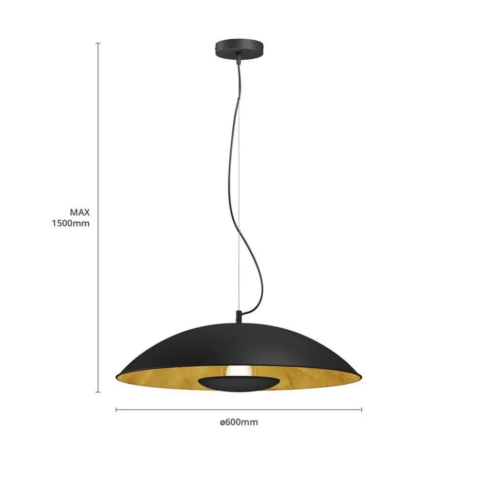 Lindby Emilienne pendellampe, svart, gullfarget, Ø 60 cm| Pendellamper