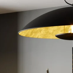 Lindby Emilienne pendellampe, svart, gullfarget, Ø 60 cm| Pendellamper