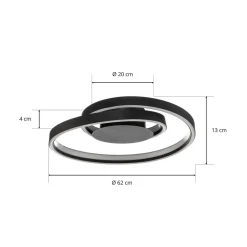 Lindby Erlinik LED-taklampe, stepdim, svart Outlet