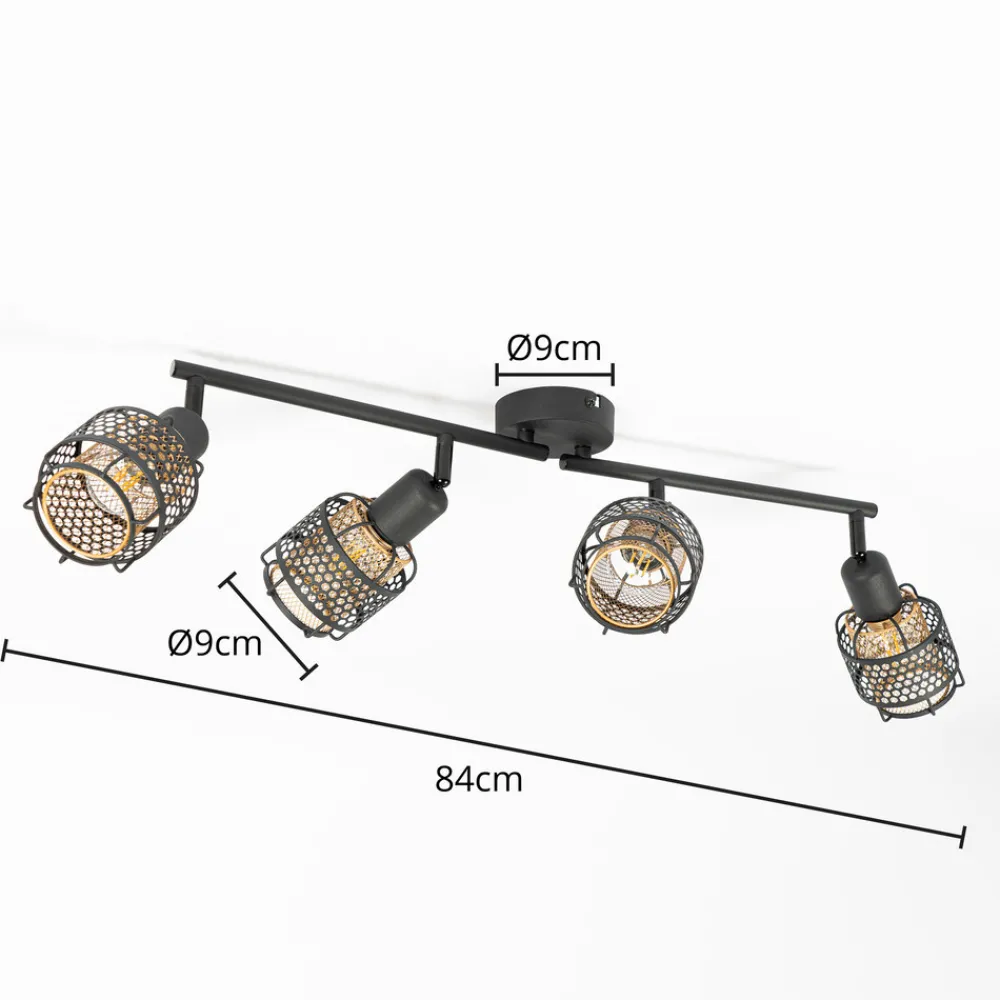 Lindby Eudoria spot 4 lyskilder svart/gull Hot